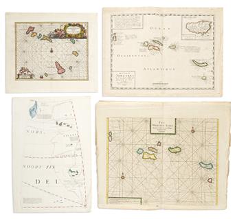 (MACARONESIA.) Group of 8 seventeenth-to-eighteenth-century engraved maps relating to Northern Atlantic archipelagos.